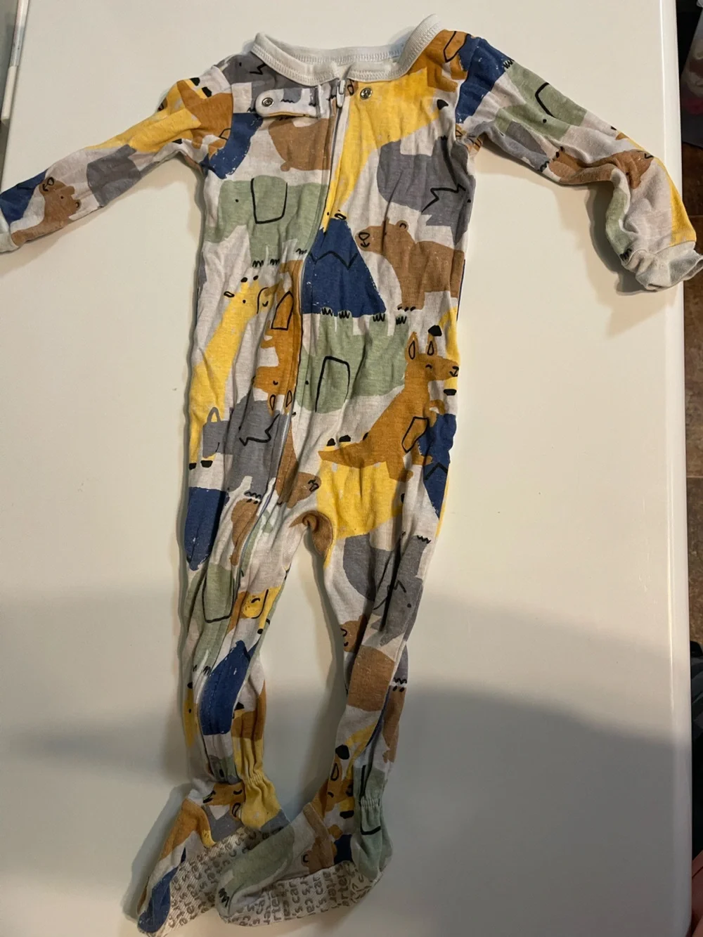 Carter's Kids Fox Print in Yellow, Blue, Green, Brown, Gray footie pajamas